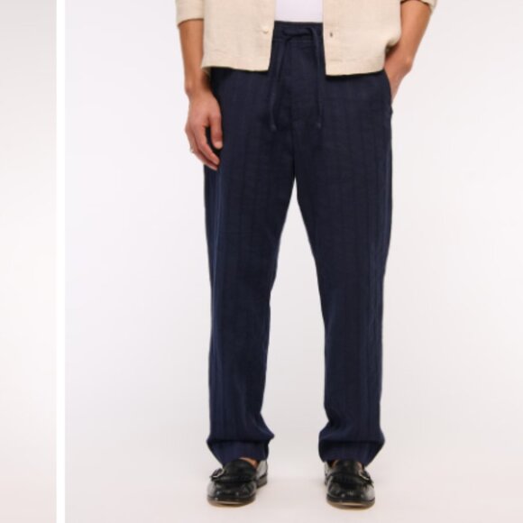 Abercrombie & Fitch Men's Loose Linen-Blend Pull-On Pant Blue NWT XL Casual - Picture 1 of 14